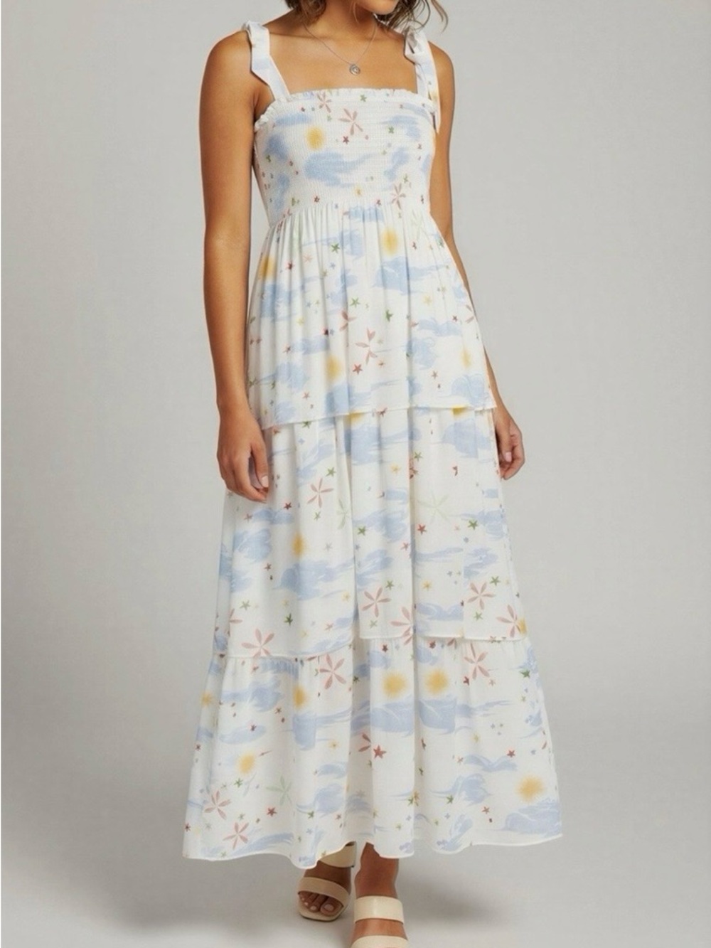 Hill House Elise Nap Dress Multi Celestial Maxi Dress Blue Cloud & Pastel Floral